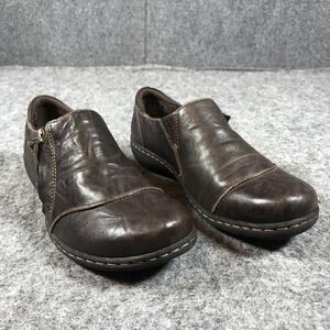 Clarks Collection Shoes Womens Size 8.5 M Brown Leather Zip Loafers Comfort‎